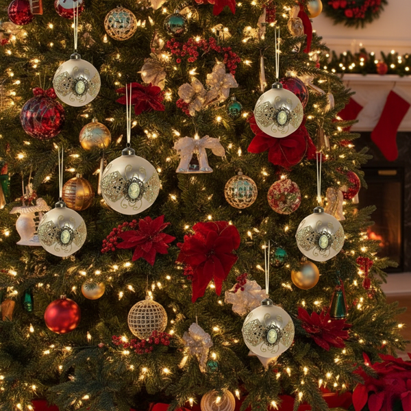 6件套圣诞球装饰品3.9英寸圣诞树装饰玻璃挂球节日派对套装FBA发货-10