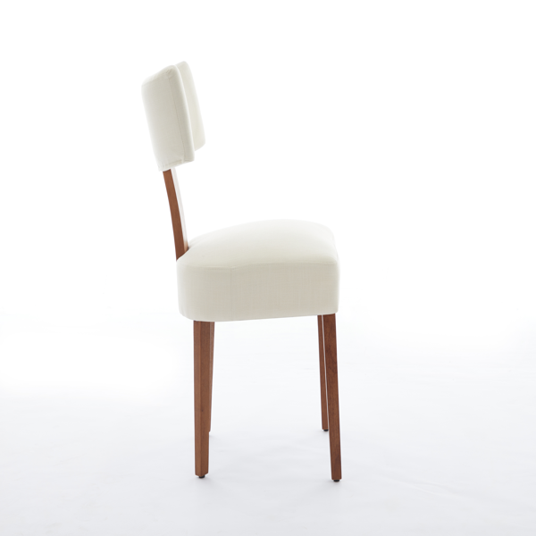 064-两把装亚麻布现代无扶手餐椅，弧形靠背，实木椅腿，适用于餐厅和客厅，米色-4