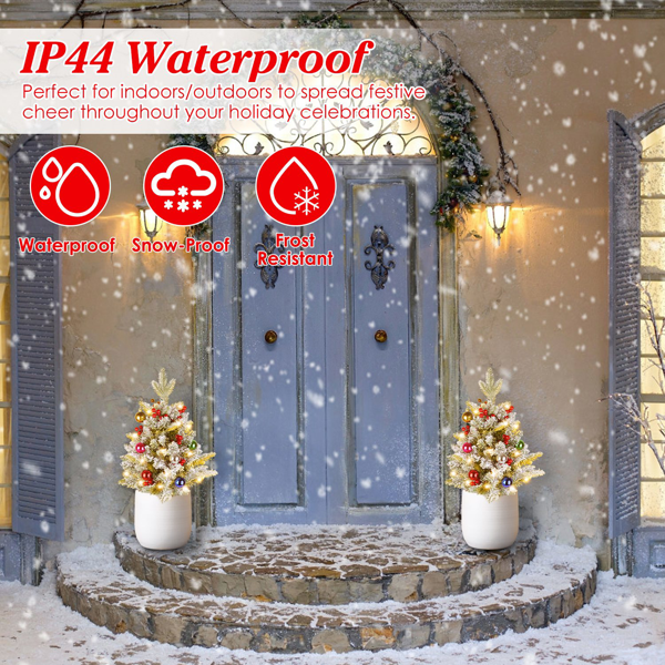 （自提可发加拿大，temu&tk下自提单）50颗LED逼真仿真圣诞树 - 8种灯光模式，自动6小时/18小时定时器及IP44防水等级，电池供电迷你树配红浆果，适用于节日家居门廊花园装饰-2