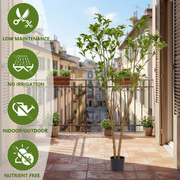 5.2英尺仿真柑橘树人造植物逼真树叶与小花假树完美家居装饰办公室、客厅、门廊、地板装饰 FBA发货-7