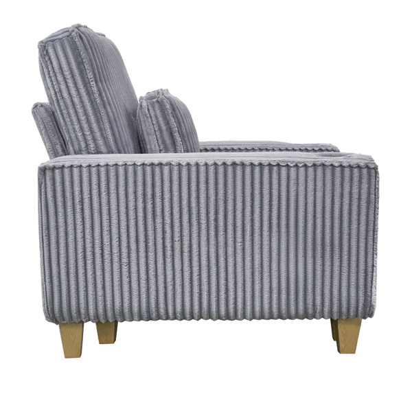 深座灯芯绒扶手椅，配拉丝不锈钢杯架与装饰靠枕，打造客厅温馨点缀椅-8