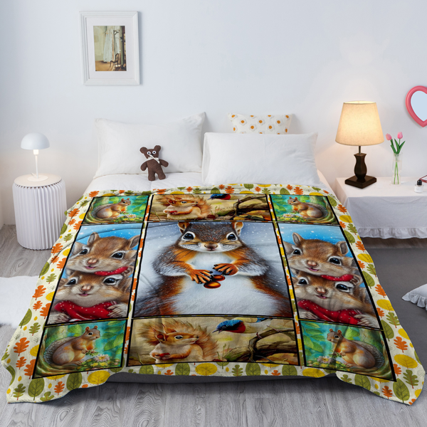 自产法莱绒毛毯 白肚松鼠 150X200cm （temu仅可自提）-7