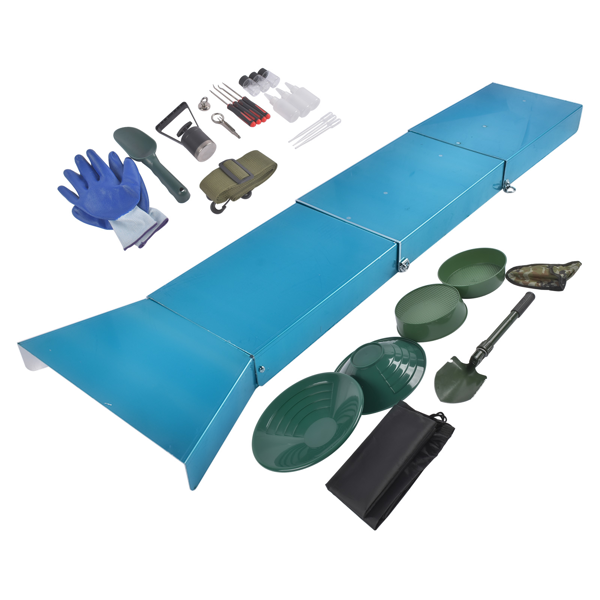 23件铝槽套装 23-Piece Gold Prospecting Equipment 50 In. Folding Sluice Box Gold Panning Kit for Gold Prospectors Hand Powered-7