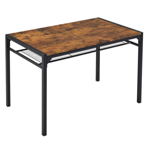 拆装 MDF 黑色铁管 火烧木 餐桌椅套装 1桌1长凳2椅 长方形-9