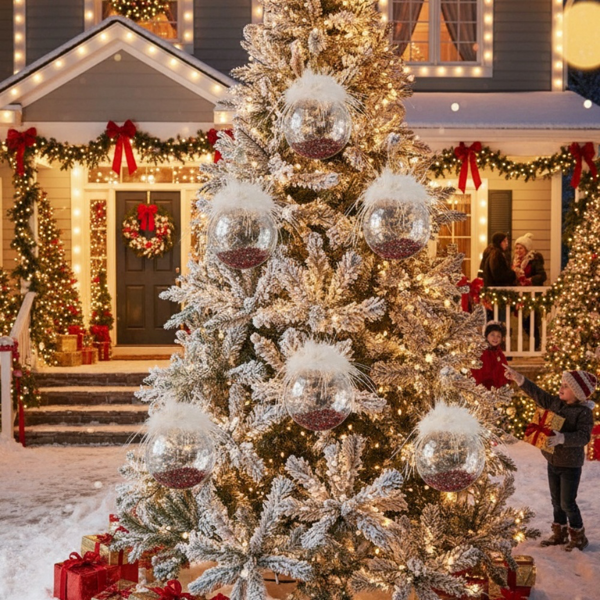 6件套3.9英寸玻璃圣诞装饰品，用于树木和节日派对装饰的装饰挂球，用于节日家居装饰FBA发货-1