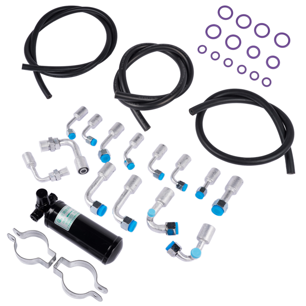 空调软管 Universal 134a Air Conditioning Hose Kit R-Ring & Fittings & Drier & AC Hose Kit-3