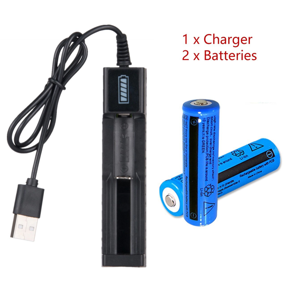 2块3000mah 18650可充电电池+ 1个USB充电器套装，适用于手电筒和头灯(物流仅支持发USPS，TK/TEMU仅自提)-5