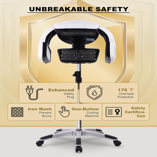 专业染发处理仪——立式五区吹风机，配备可调温度与定时器，加速染发、烫发及油护理流程——沙龙护理设备-5