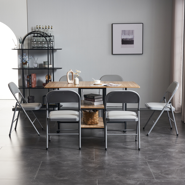 【同款编码：31709558】6pcs PVC 钢管 灰色 软包折叠椅 40*45*78cm-24