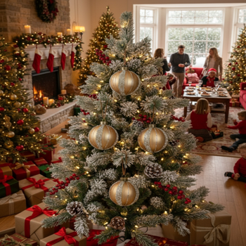 4件套4.7英寸圣诞玻璃球装饰品节日树悬挂装饰品派对装饰用品FBA发货