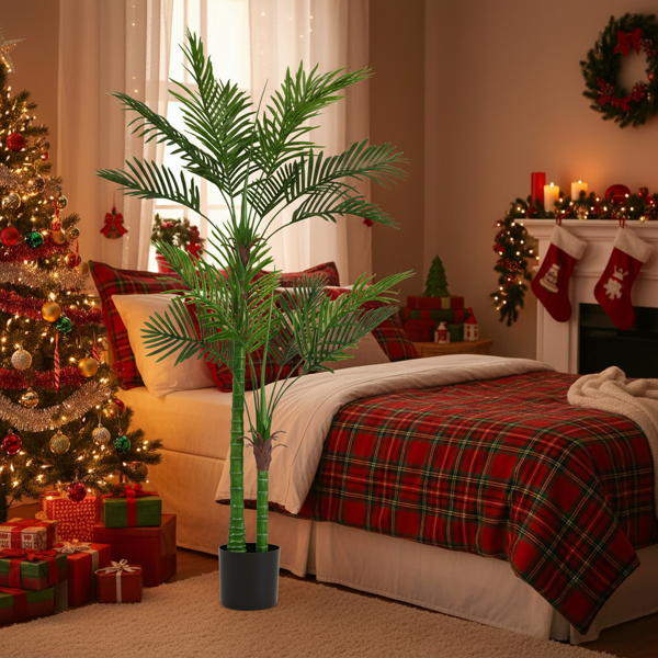 6英尺仿真树仿真自然的郁郁葱葱的人造植物室内盆栽树绿叶茂盛高端装饰仿真，适合家庭、办公室、卧室或酒店装饰 FBA发货-4