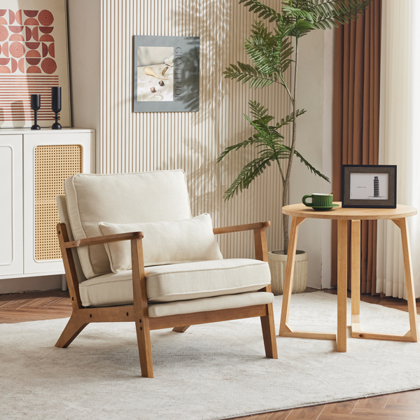 胡桃色扶手 单人休闲椅 橡木 软包 棉麻MY018-1 米白色 室内休闲椅-17