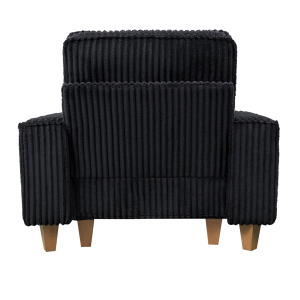 深座灯芯绒扶手椅，配拉丝不锈钢杯架与装饰靠枕，打造客厅温馨点缀椅-6