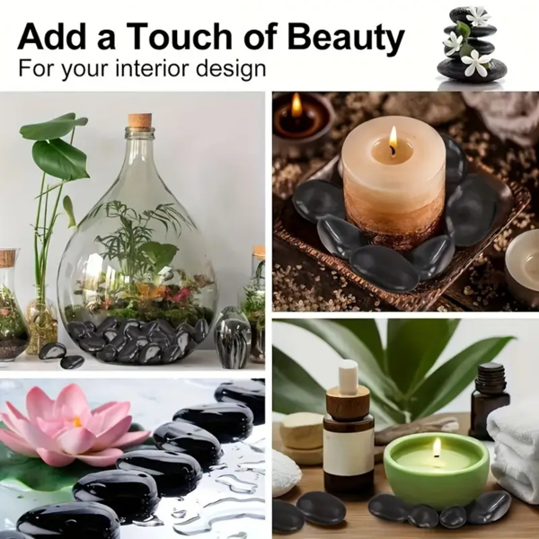 园林户外景观石头、庭院，人行道石头,植物盆景石头、花瓶、工艺品石头 1-3 英寸,38磅(黑色)-8