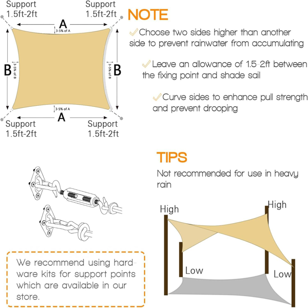 24'X24' 米黄色HDPE遮阳帆-3