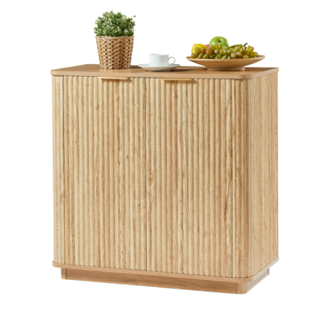 31.5 英寸餐边柜，带储物空间，弧形波浪设计，适用于卧室、客厅、走廊，橡木材质，31.5 英寸宽 x 15.75 英寸深 x 31.5 英寸高。