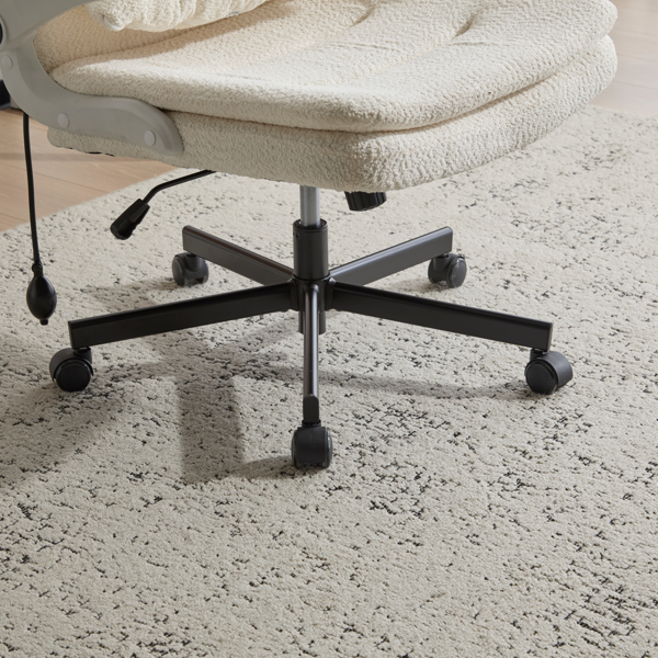 翻转式后背内置动态气囊腰靠十字交叉腿办公椅，宽座办公桌椅带翻转扶手与轮子，现代家用办公室梳妆台米色十字交叉腿椅-15