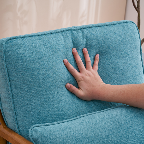 橡木扶手 单人休闲椅 橡木 软包 青色 室内休闲椅-28