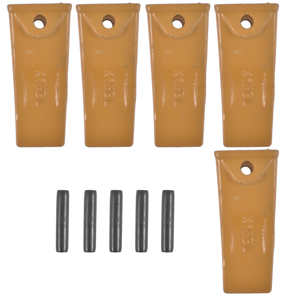 斗齿 Set of 5 X156L Long Bucket Teeth + P156 Roll Pins Fits for Skid Steer and Mini Excavators-9