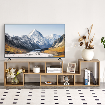 两件套立方体电视柜，自由组合游戏娱乐中心媒体柜，开放式储物书架，适用于客厅，双层L型电视柜，尺寸为55.1*11.8*17.1英寸