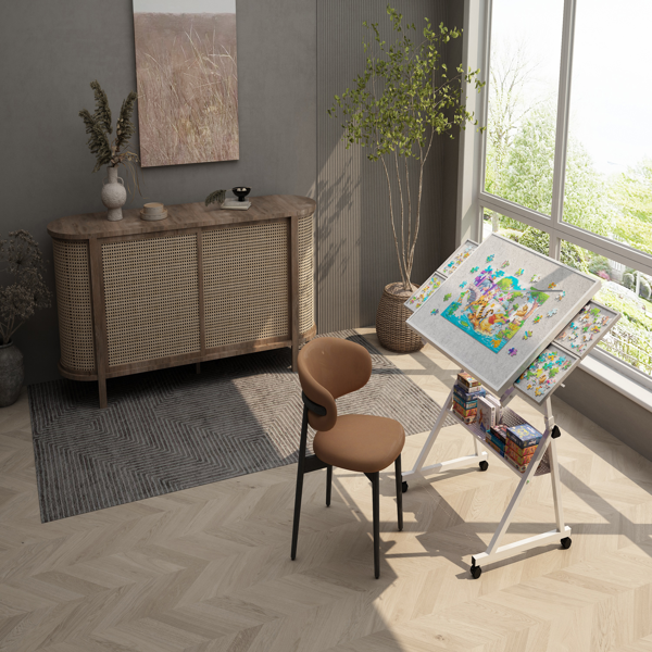 1500片拼图，金属桌面拼图板，成人礼品，带4个托盘（白色）-4