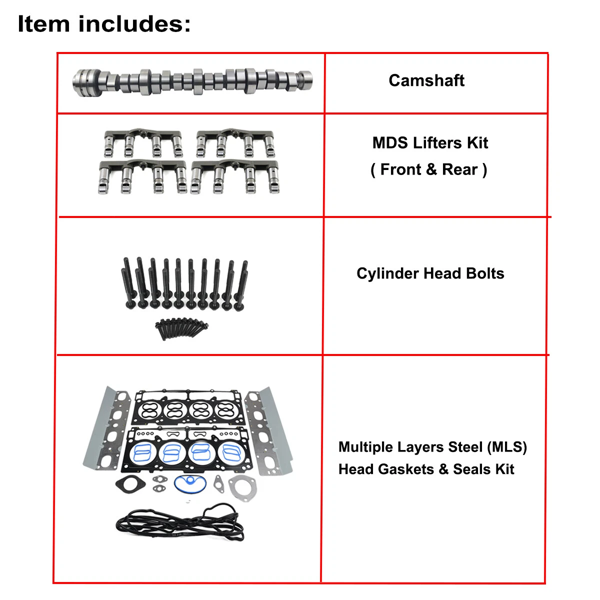 气缸套件 Hydraulic Lifters Camshaft Relacement Kit Replacement for 5.7L Hemi MDS Dodge Ram 1500 2009+ 53021726AE 53021726AD-2