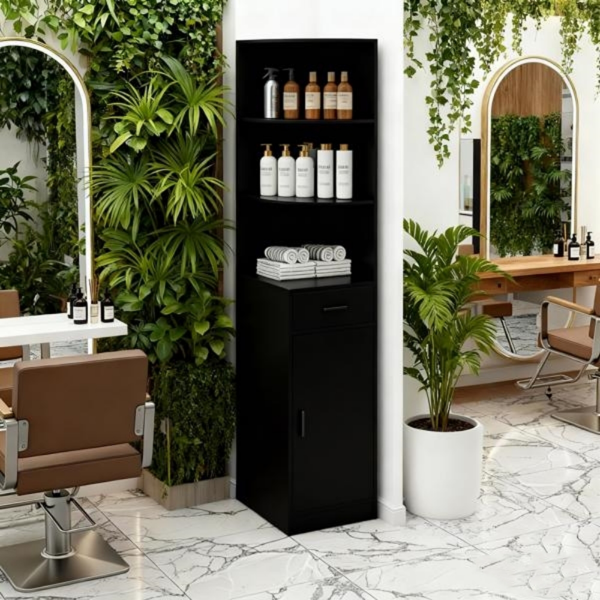 15厘E0刨花板麻面 转角三层1门一抽 沙龙柜 黑色-13