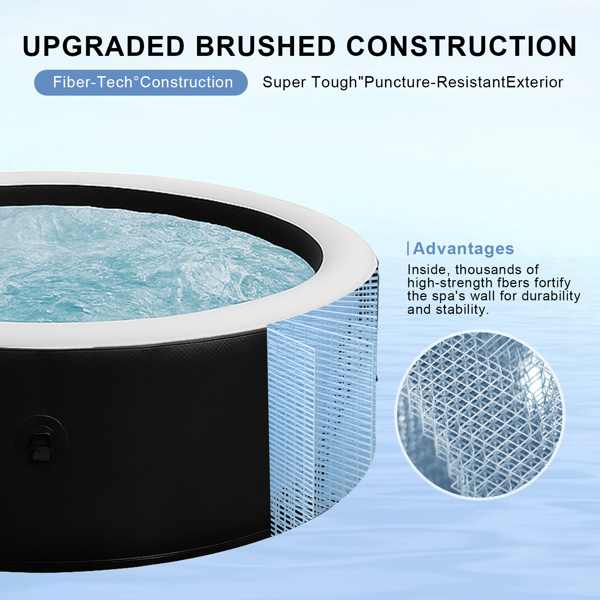 可容纳 5 至 6 人的大型热水浴缸，便携式户外水疗中心，配有 150 个喷气孔和 1 个热盖按摩热水浴缸，适用于露台花园和户外-4