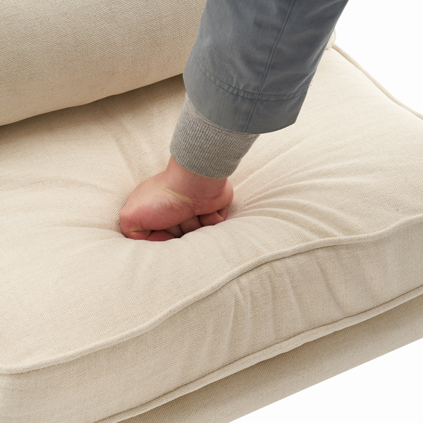 【同款编码：16753613】橡木扶手 单人休闲椅 橡木 软包 米白色 室内休闲椅-15