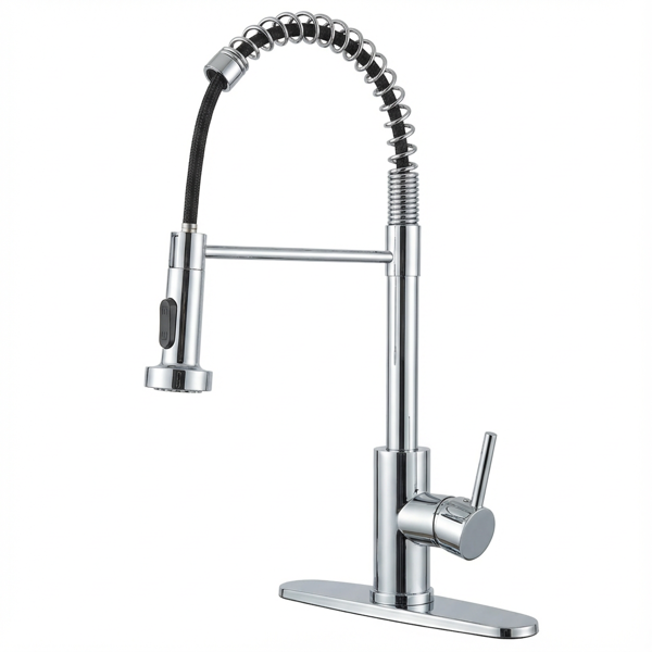 带下拉式喷雾器的厨房水龙头工业1把手1孔或3孔水龙头，适用于农舍露营者洗衣设施Rv湿吧水槽，不锈钢，铬【周末不发货，TK/TEMU订单仅支持自提】-1