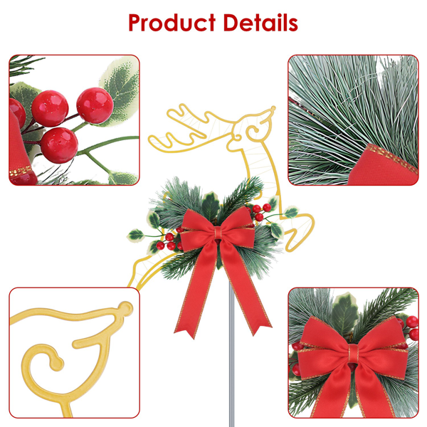 （自提可发加拿大，temu，tk下自提单）-圣诞发光驯鹿装饰灯，9.84英尺（约3米）30颗LED电池供电地桩灯，金属防水户外装饰，适用于花园庭院步道-9