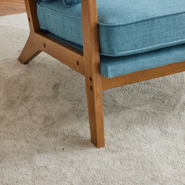 橡木扶手 单人休闲椅 橡木 软包 棉麻 藏青色 室内休闲椅-6