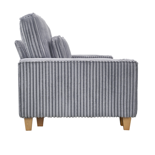 深座灯芯绒双人沙发，配拉丝不锈钢杯架及2个装饰靠枕，舒适客厅双人座沙发-7