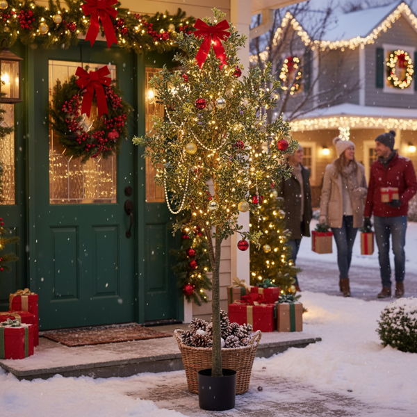 6英尺高大的人造植物绿色天然人造树假盆栽树，带有自然外观的叶子或室内家居客厅卧室办公室装饰FBA发货-11