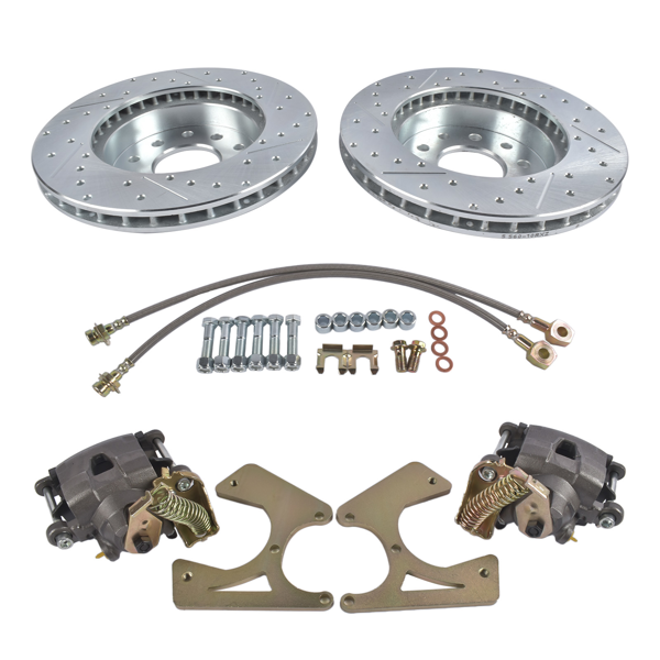 刹车盘套装 Rear Disc Brake Kit w/ E-Brake Fit for GM 10 & 12 Bolt Bolt-On Buick Skylark Chevy Chevelle Nova/Chevy II El Camino Olds 442 Cutlass Pontiac GTO LeMans Tempest 91031924-4