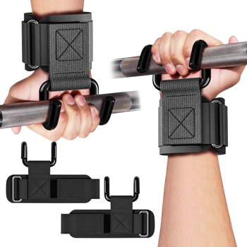 男女举重挂钩（一对），330 磅重型健身房举重腕带挂钩，适用于硬拉、引体向上、力量训练，0.4 英寸握力青少年举重挂钩