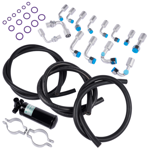 空调软管 Universal 134a Air Conditioning Hose Kit R-Ring & Fittings & Drier & AC Hose Kit-6