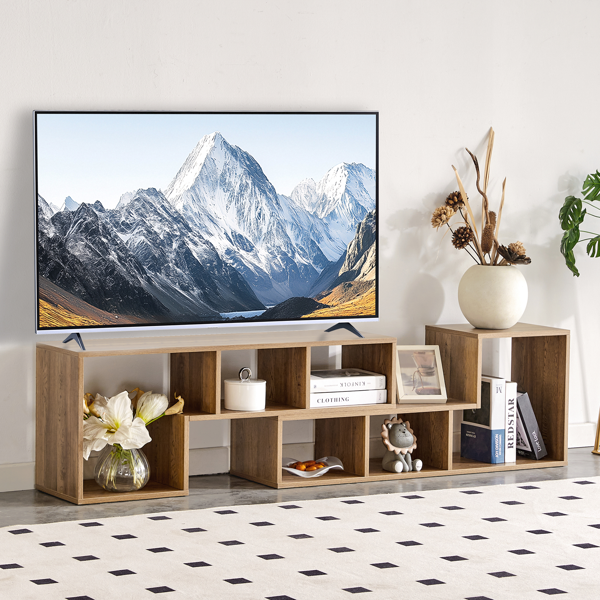 两件套立方体电视柜，自由组合游戏娱乐中心媒体柜，开放式储物书架，适用于客厅，双层L型电视柜，尺寸为55.1*11.8*17.1英寸-10