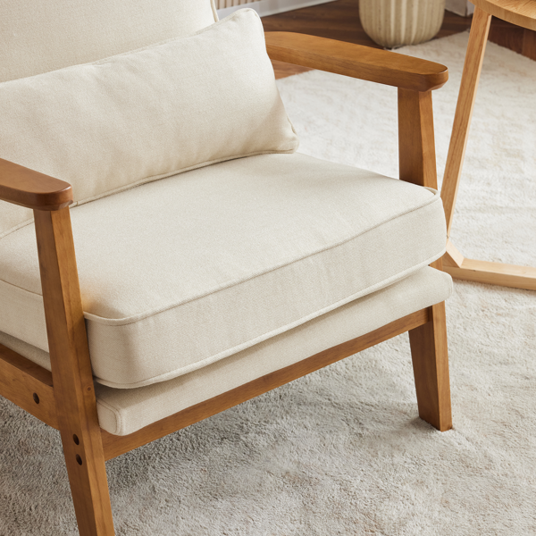 胡桃色扶手 单人休闲椅 橡木 软包 棉麻MY018-1 米白色 室内休闲椅-9