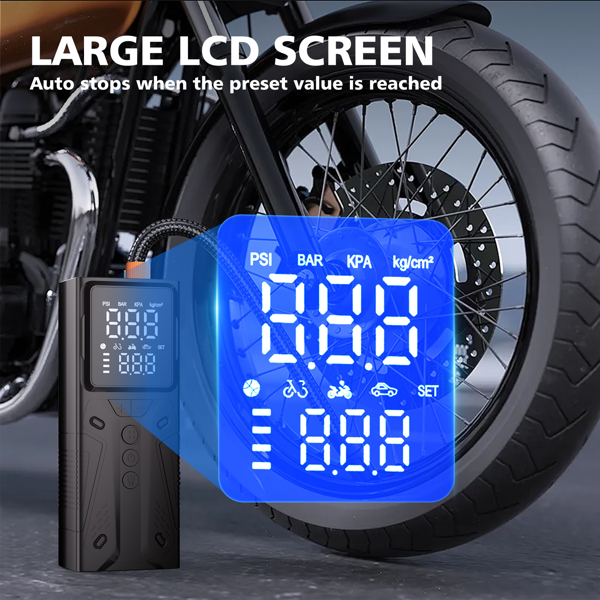 可充电数字压力值胎压机 便携式空气压缩机 适用于汽车 摩托车 自行车 球类 圣诞节礼物 礼品-7