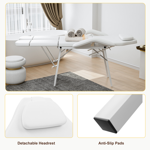 便携式美容床，可调三段按摩床，折叠按摩椅，沙龙美容纹身椅-15