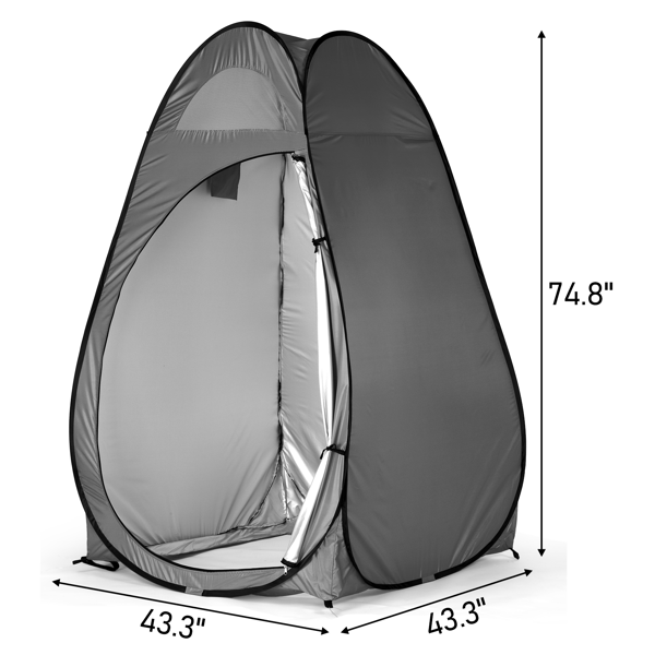 单人 深灰色 便携 更衣帐篷 钢丝 银胶布 110*110*190cm-7