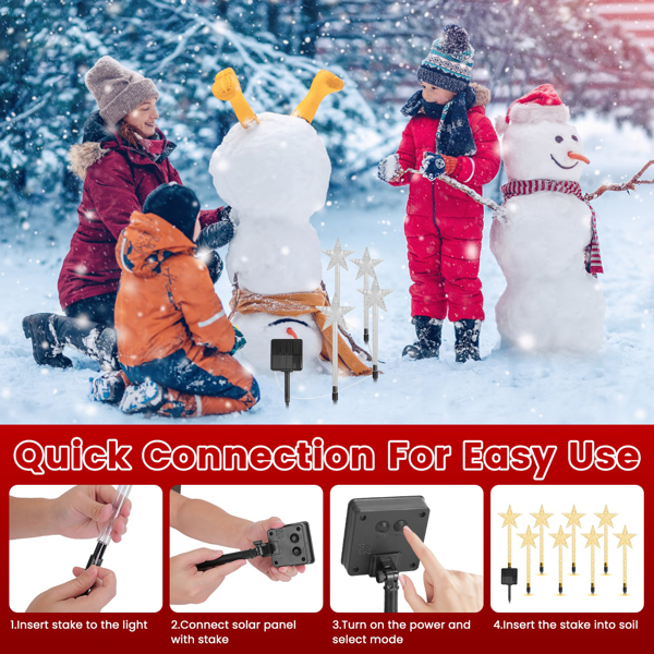 （自提可发加拿大，temu&tk下自提单）圣诞星光太阳能步道灯，8种模式防水户外装饰，营造浪漫节日氛围，是馈赠亲友的完美礼物-7