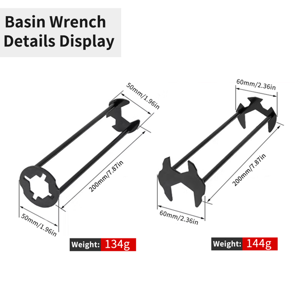 6 件套面盆扳手套装，8 合 1 水槽浴室水龙头扳手，可调扳手宽嘴短柄 10-70 毫米，用于洗脸盆、管子、螺母拆卸安装的通用水暖工具-8