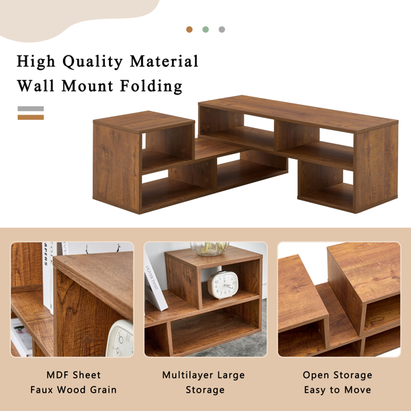 2 件套立方体电视柜，自由组合游戏娱乐中心媒体柜，开放式储物书架，适用于客厅，2 层书架 L 型电视柜，尺寸为 47.2*12*13.4。-5