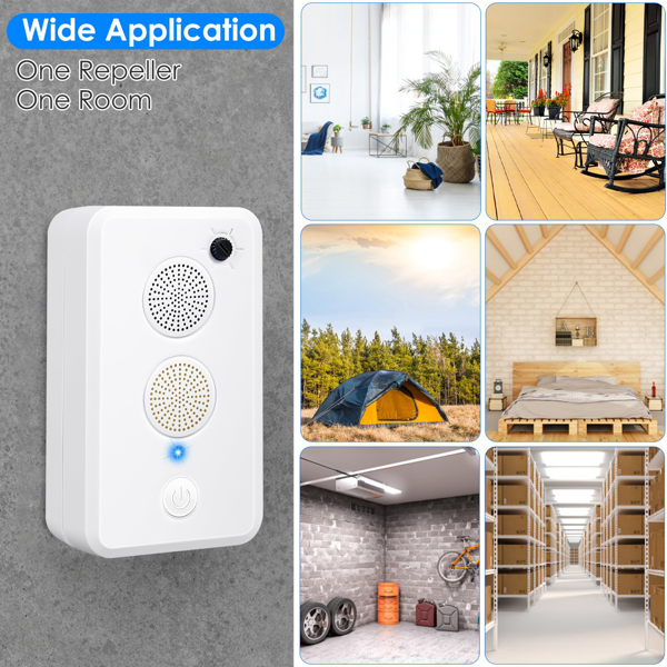（自提可发加拿大，temu&tk下自提单）超声波驱虫器 - 1-75千赫可调6档，驱赶蝙蝠鸟鼠，覆盖面积753平方英尺，950毫安时可充电电池，室内外通用-2