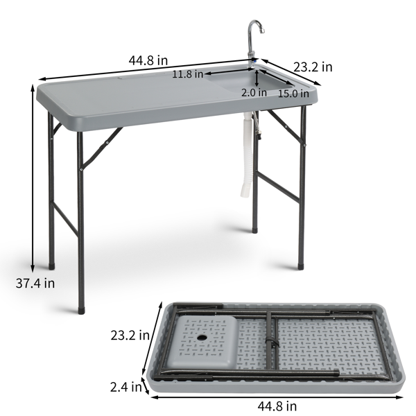 115*60*94.5cm 灰色 户外杀鱼桌 HDPE 长方形-5