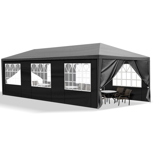 10X30ft 黑色 8围 仿折叠棚 2门6窗 钢管喷塑 PE布-8