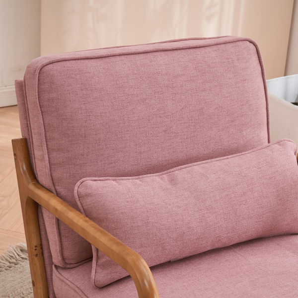 【同款编码：82873273】橡木扶手 单人休闲椅 橡木 软包 桃红色 室内休闲椅-18