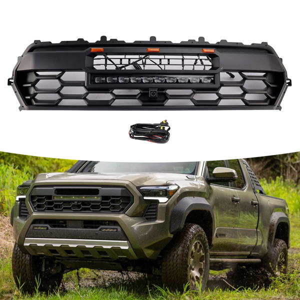 黑色前保险杠格栅，适用于丰田TACOMA 2024格栅，带LED和灯条Md-11